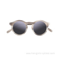 Oem Customized Shaped Logo Round Men Black Gafas De Sol Acetate Frame Polarized Sunglasses